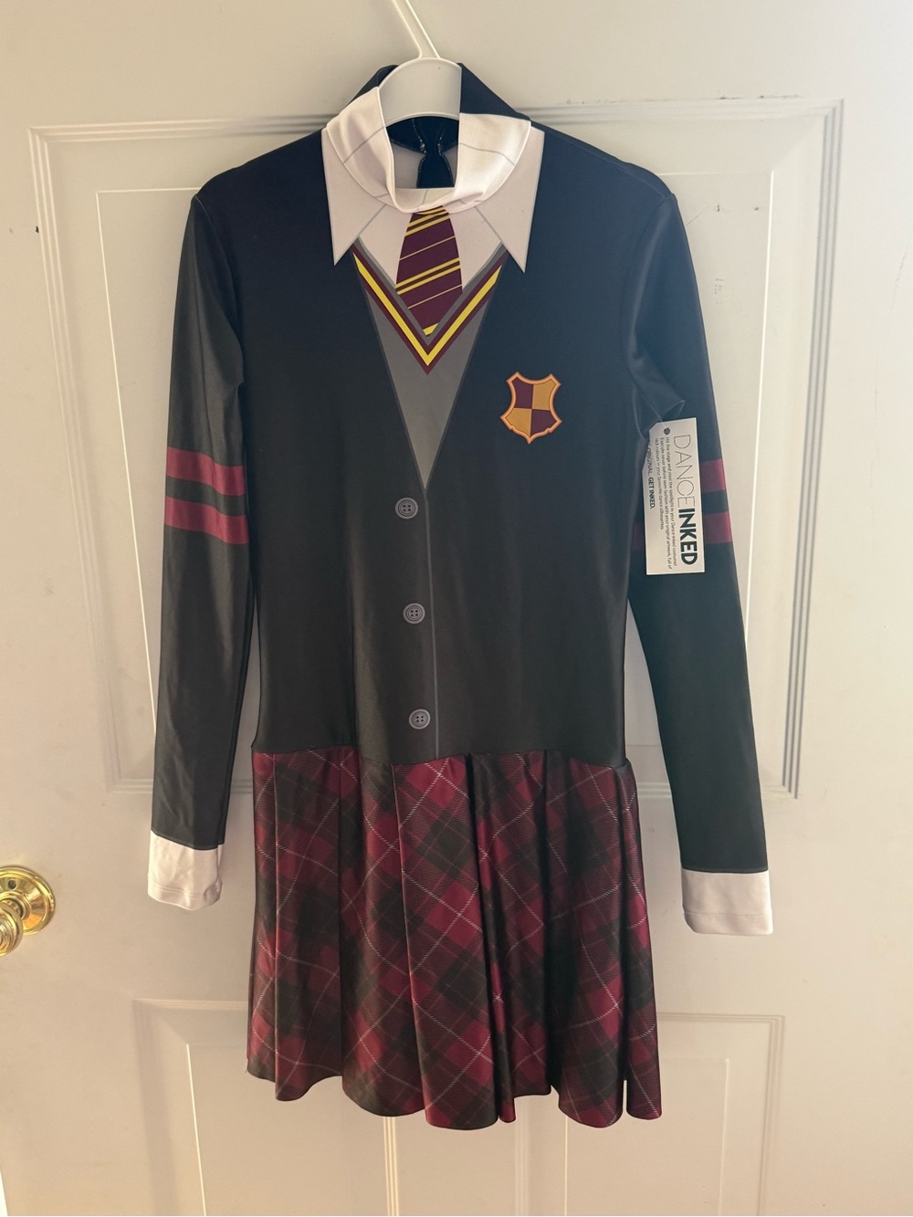 Girls' Black and Burgundy School-Inspired Costume Dress